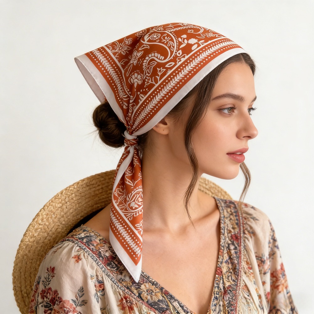Silk Scarf Square - 1Pc cashew print fashion silk scarf