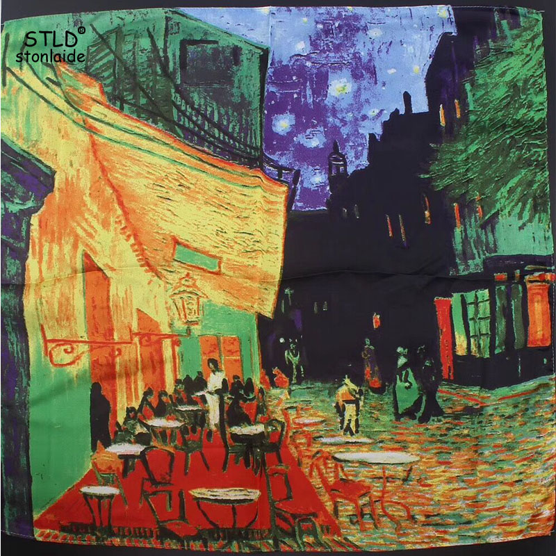 55X55CM Eruo Van Gogh Oil Pain - огляд і ціна Silk Scarf Square