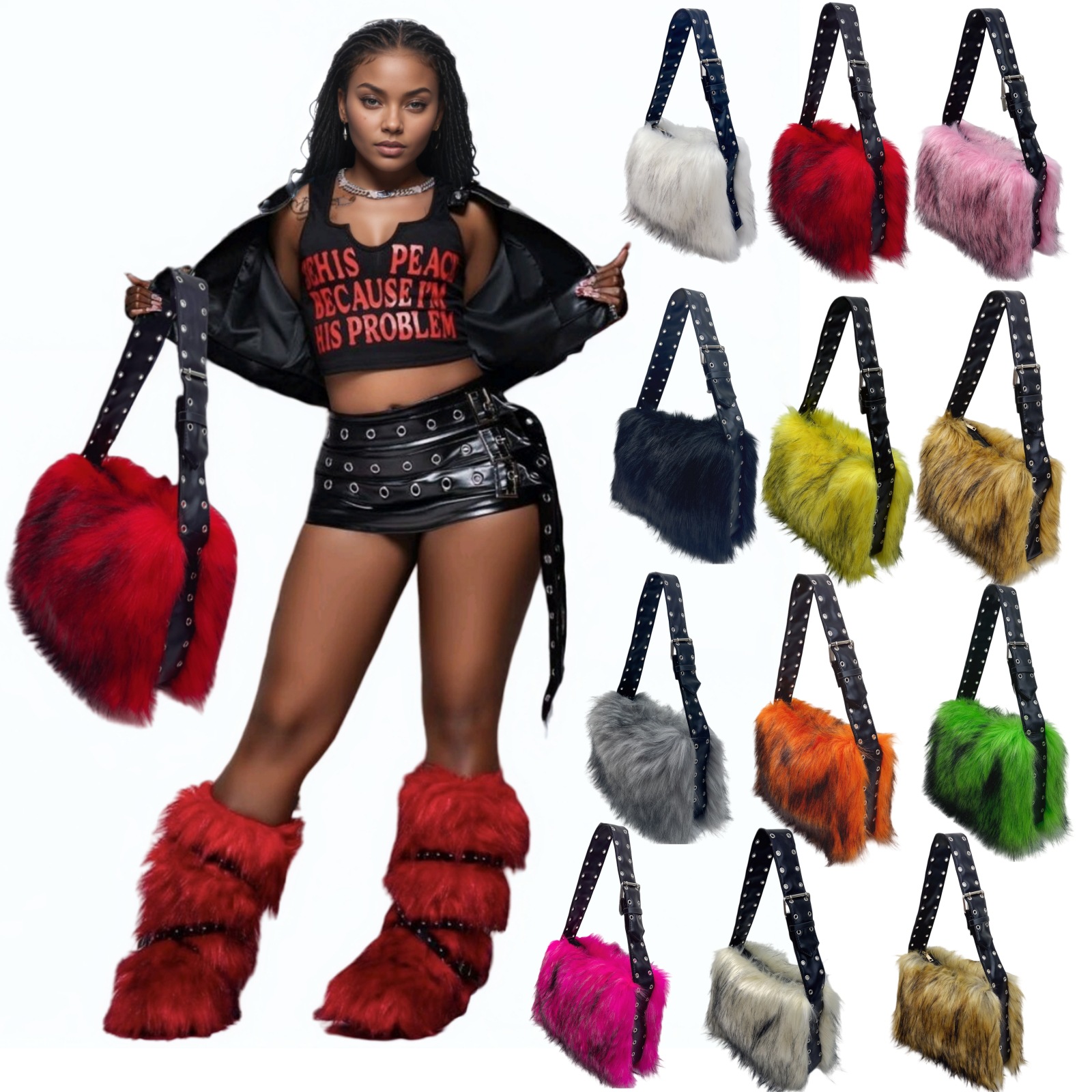 Y2K fox faux fur women's bag s - огляд і ціна Women'S Y2K Accessories