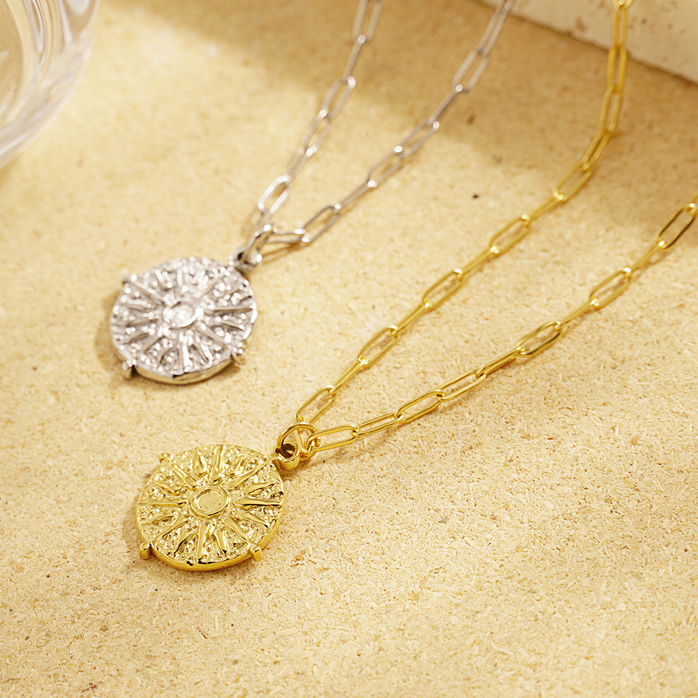 Stainless Steel Round Sun Coin - огляд і ціна Coin Necklace Delicate