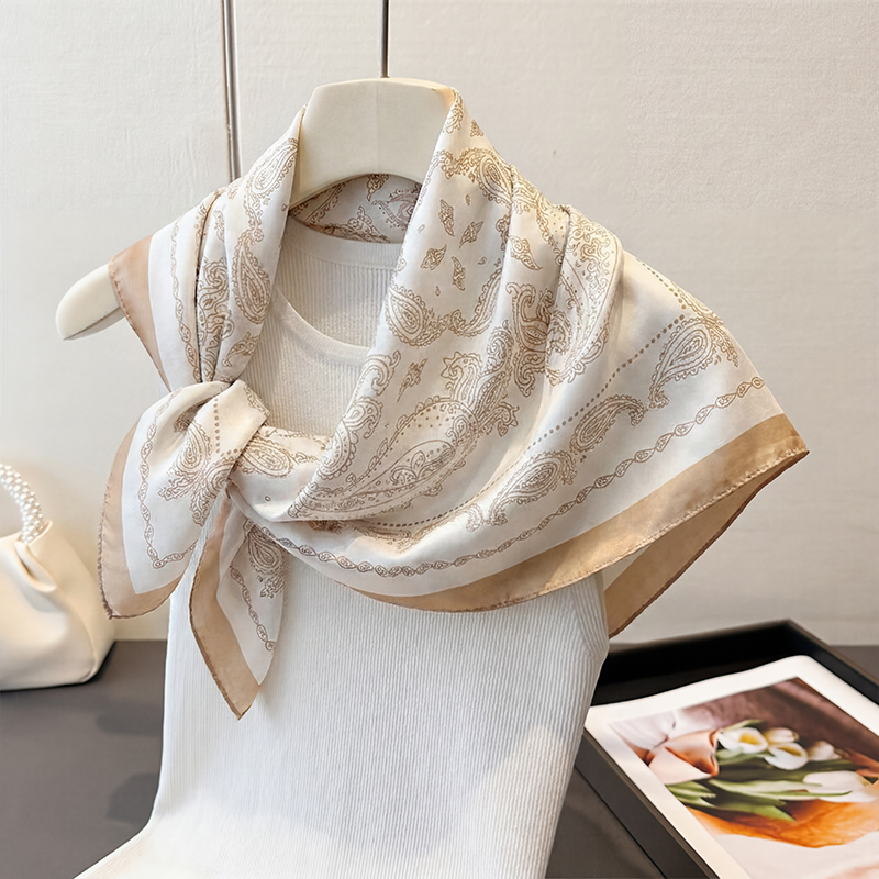 Vintage Beige Paisley Print Sq - огляд і ціна Silk Scarf Square