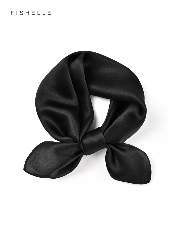 Solid color black pure silk sc - огляд і ціна Silk Scarf Square
