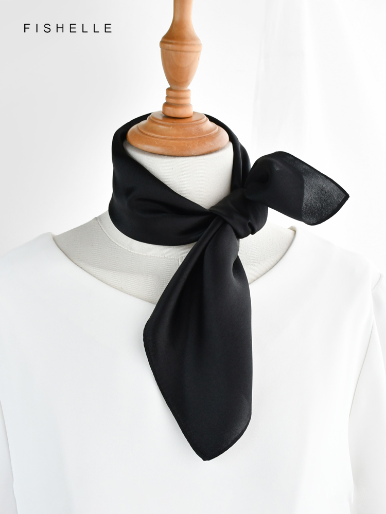 Solid color black pure silk sc - огляд і ціна Silk Scarf Square